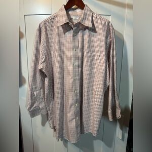 Paul Fredrick Non Iron 2 Ply Cotton Button Shirt Mens 17-33 Red Checkered Plaid
